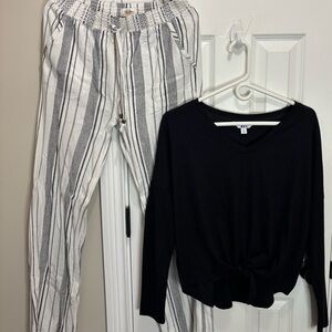 Chic Striped Joggers in Black and White
